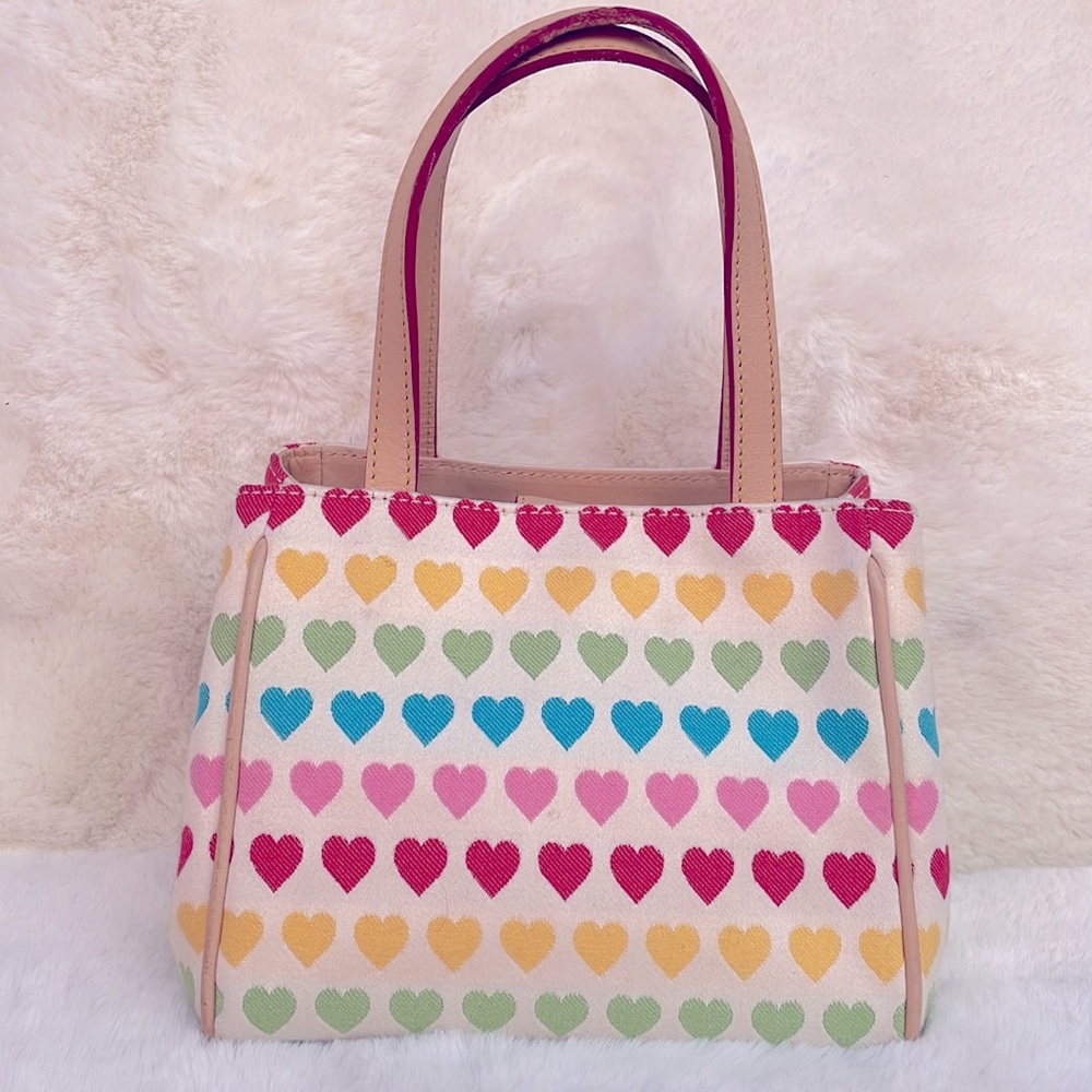 Authentic Dooney and Bourke small handbag, candy hearts in rainbow EUC
